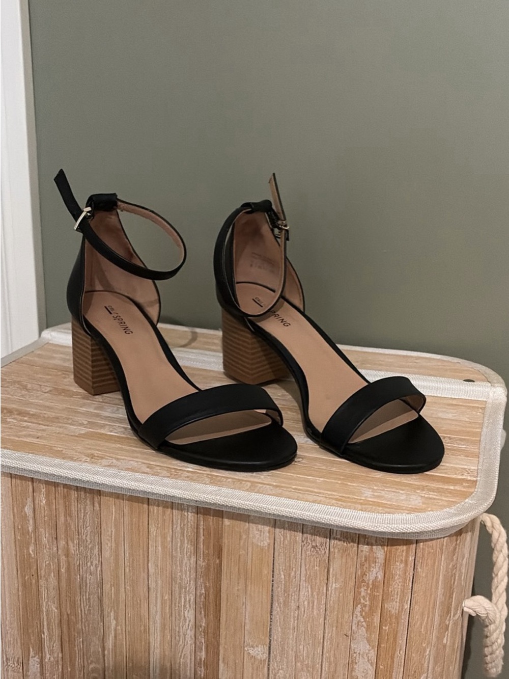 EUC SPRING BLACK ANKLE HEELS